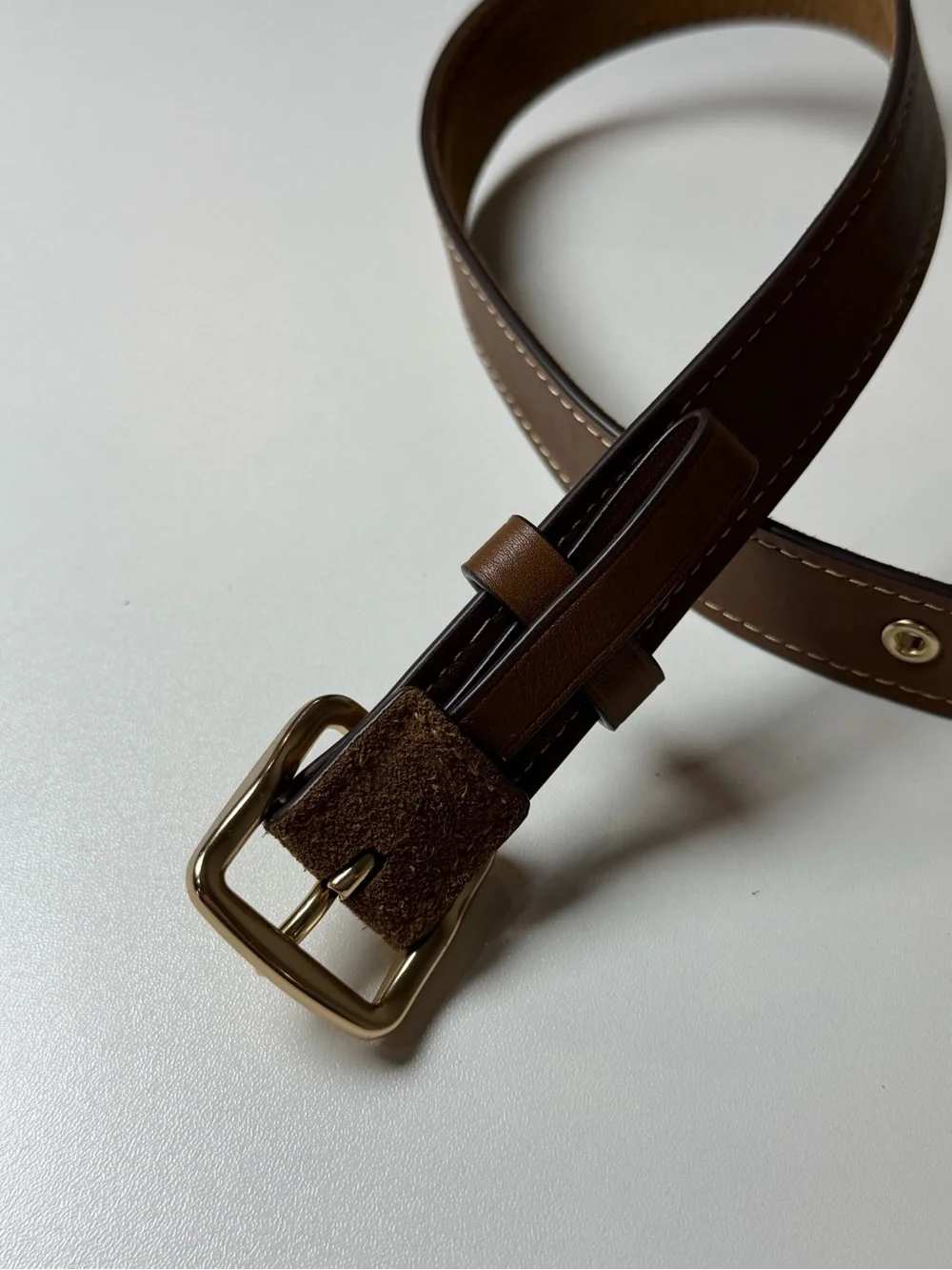 Coach Brown 29” Genuine Leather Belt with Gold-Tone Buckle